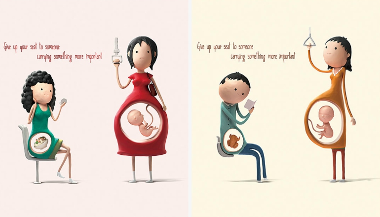 Cute Illustrations Remind Us To Give Seats To Pregnant Women