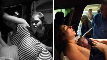 Breathtaking Photos Capture Mom Giving Birth in Hospital Parking Lot