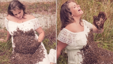 Pregnant Mom Poses for Maternity Shoot with 20,000 Bees