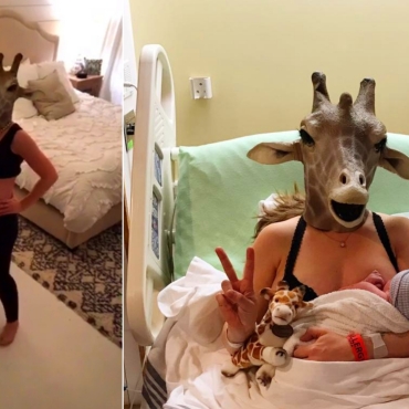 Giraffe Mom Almost Forgot Mask On Way To Deliver Baby Boy