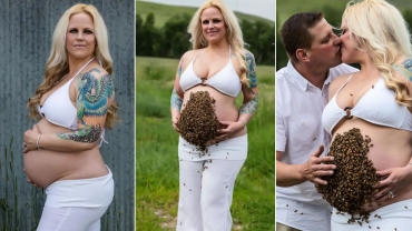 Pregnant Woman Does Maternity Shoot with Thousands of Bees on Her Belly