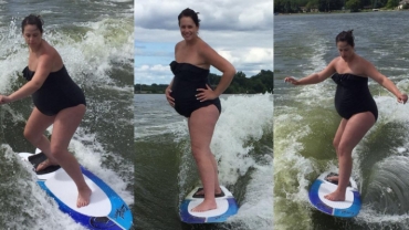 Heavily Pregnant Woman Wakesurfs to Help Induce Labor