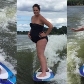 Heavily Pregnant Woman Wakesurfs to Help Induce Labor